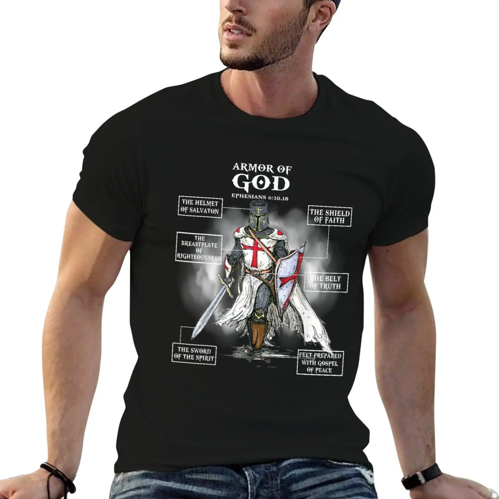 Armor Of God Bible Verse Great Gift For Religious Christian T-Shirt cotton tshirt 100% g man t shirts for men T-Shirt