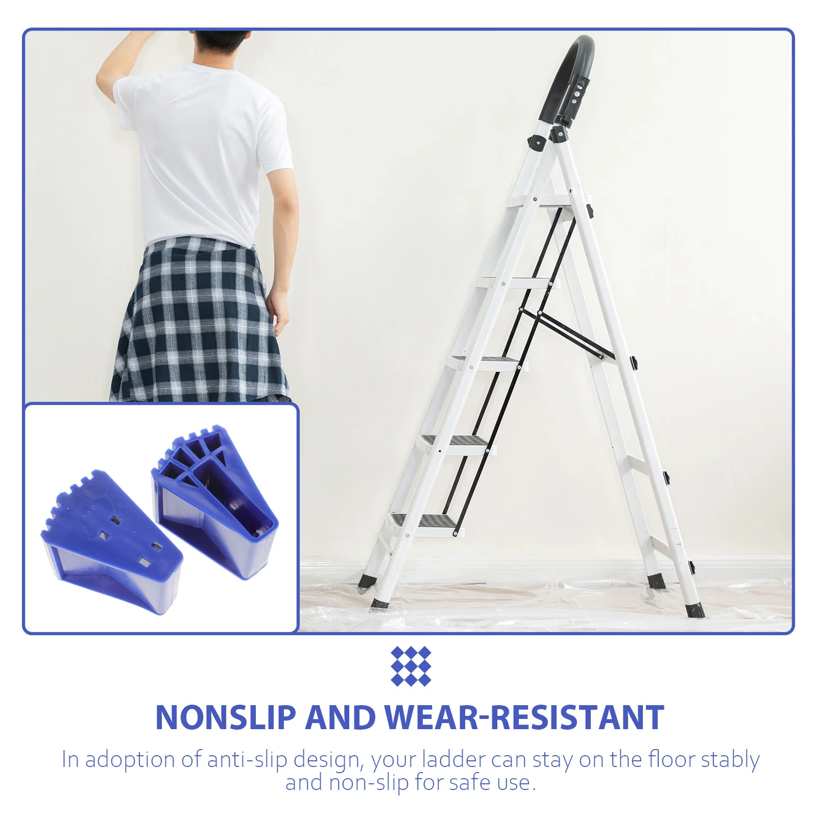 2 قطعة نونسليب سلم قدم حماة بولي كلوريد الفينيل المضادة للانزلاق غطاء سميك ل العلية تمديد سلالم استخدام آمن الملحقات #2