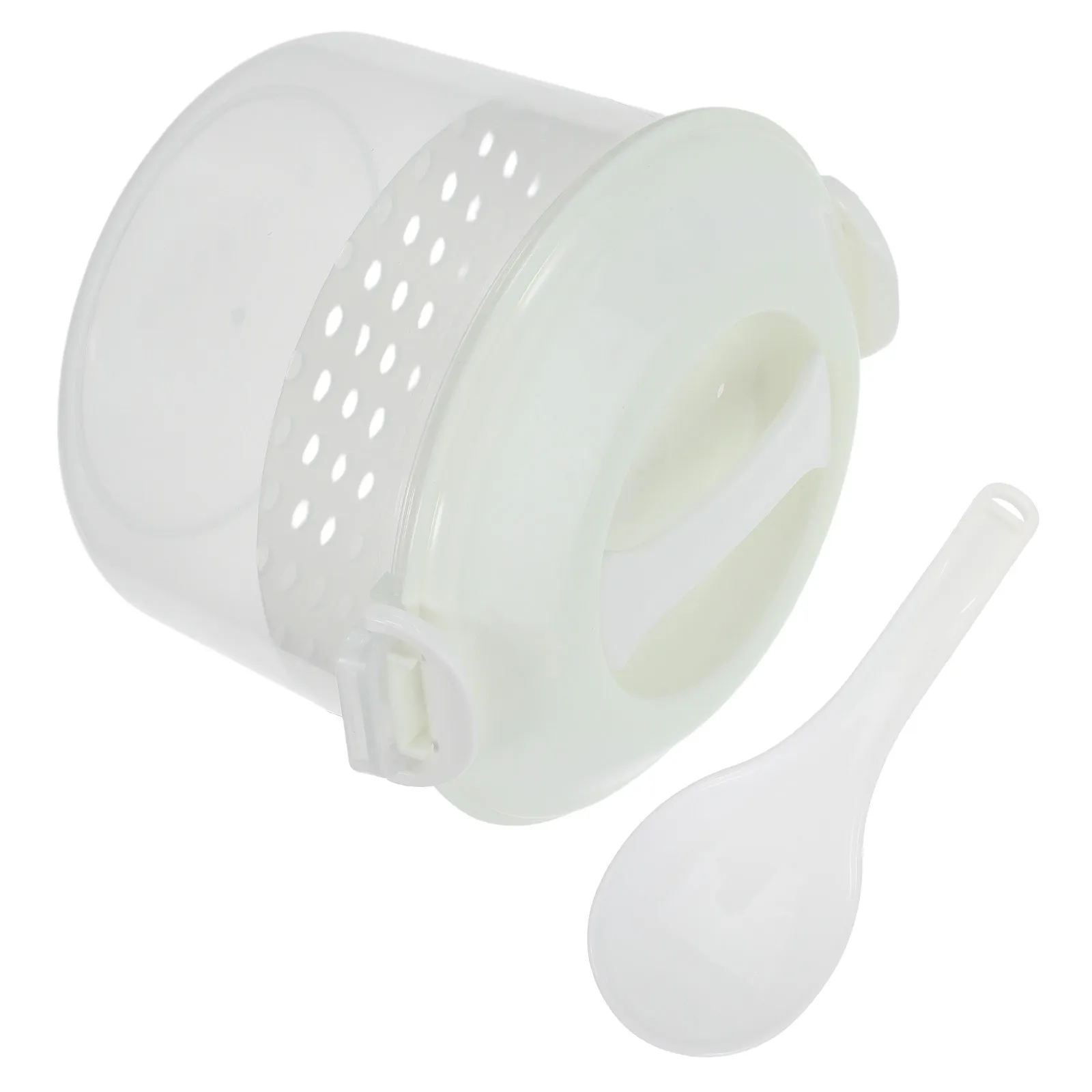 Olla Arrocera de Microondas de 2.6L, Antiadherente, Vaporera Rápida, Estilo Asiático, Tazón de Arroz Portátil para Almuerzo, Cocina, Vaporera para Verduras y Carne