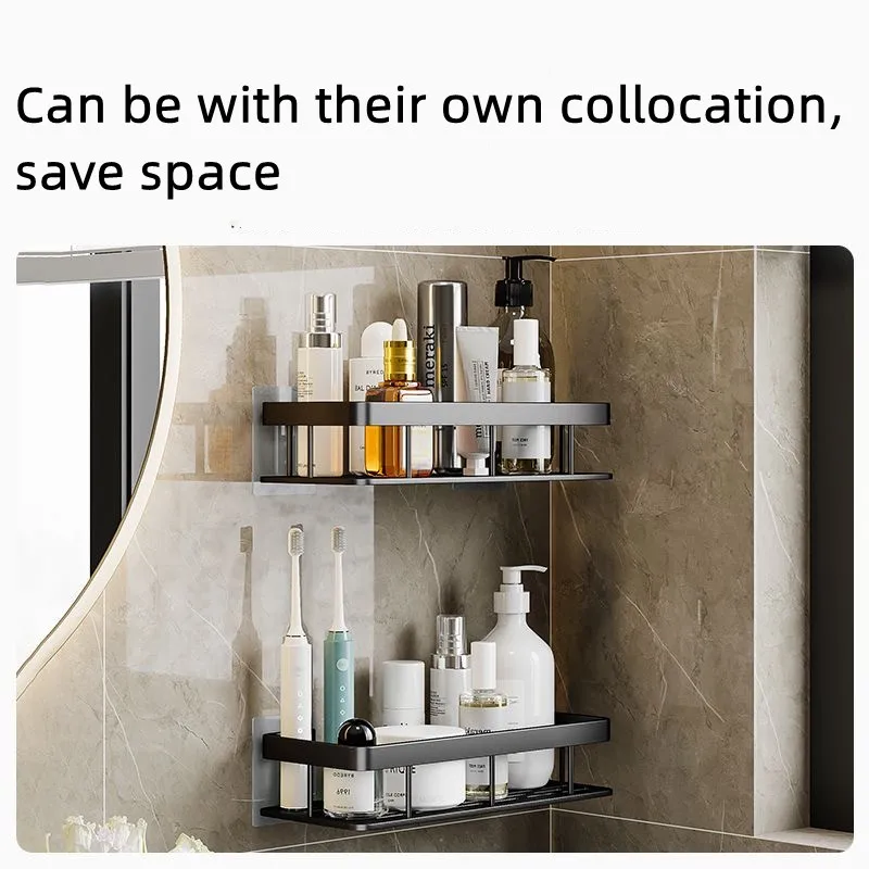 Perforation-Free Bathroom Space Aluminum Shelving Bathroom Shelves Toiletries Toilet Toilet Shelving Wall Hanging Wall Shelving