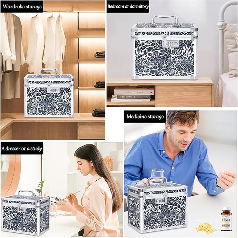 Leopard Cosmetic Case Jewelry Box Makeup Bag Aluminum Alloy Organizer Professional Makeup Kit Case Pedicure Tool Box with Handle