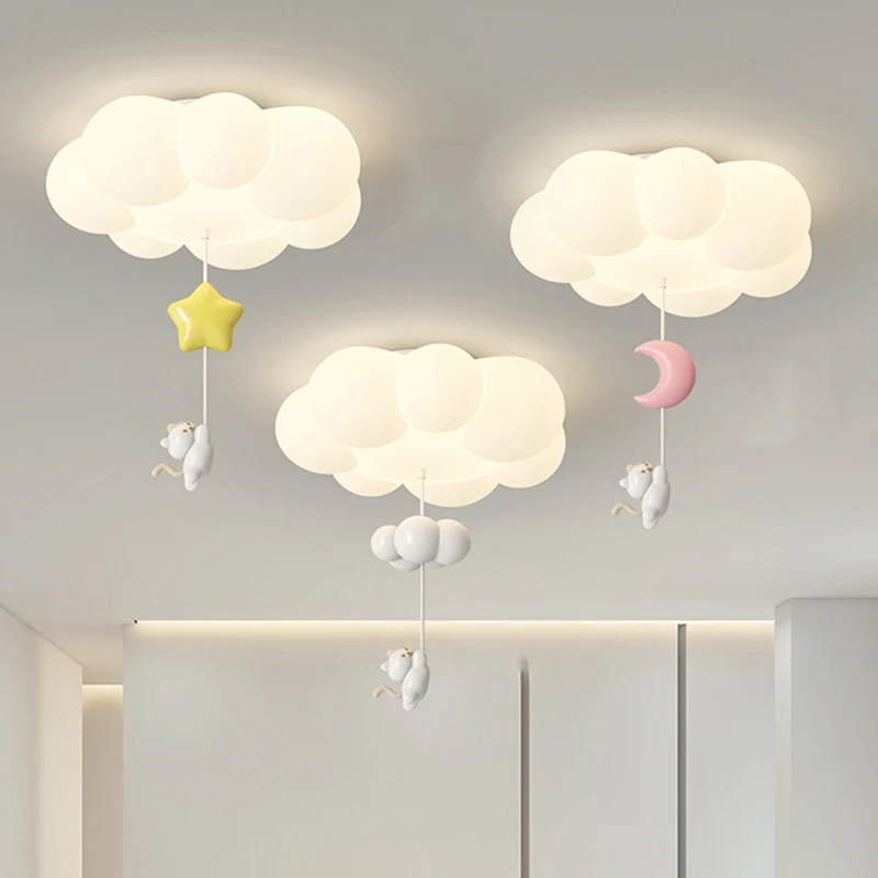 Creative Bedroom Ceiling Light with Cloud Star Moon Pendant Lamps Modern Indoor Kids Ceiling Lamps Boy Girl Baby Room Decor LED