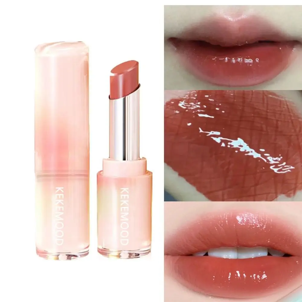 Waterproof Jelly Mirror Lipstick Round Tube Non-Sticky Cup Clear Lip Glaze 6 Colors Moisturizing Water Light Lip Gloss