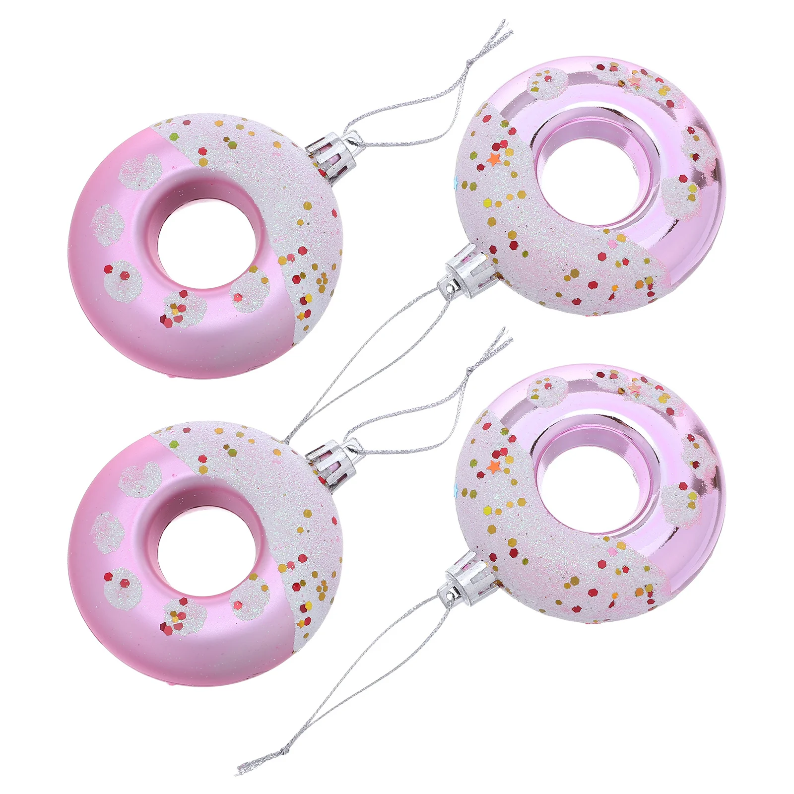

4pcs Donut Hanging Ornament Cute Dessert Pendant For Christmas Tree Holiday Party Decor Pink Xmas Ornaments Party Supplies