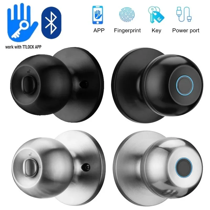 TTlock BLE App Fingerprint Smart Lock with Built-in Rechargeable Battery Electronic Door Lock Keyless Entry Home House Apartment