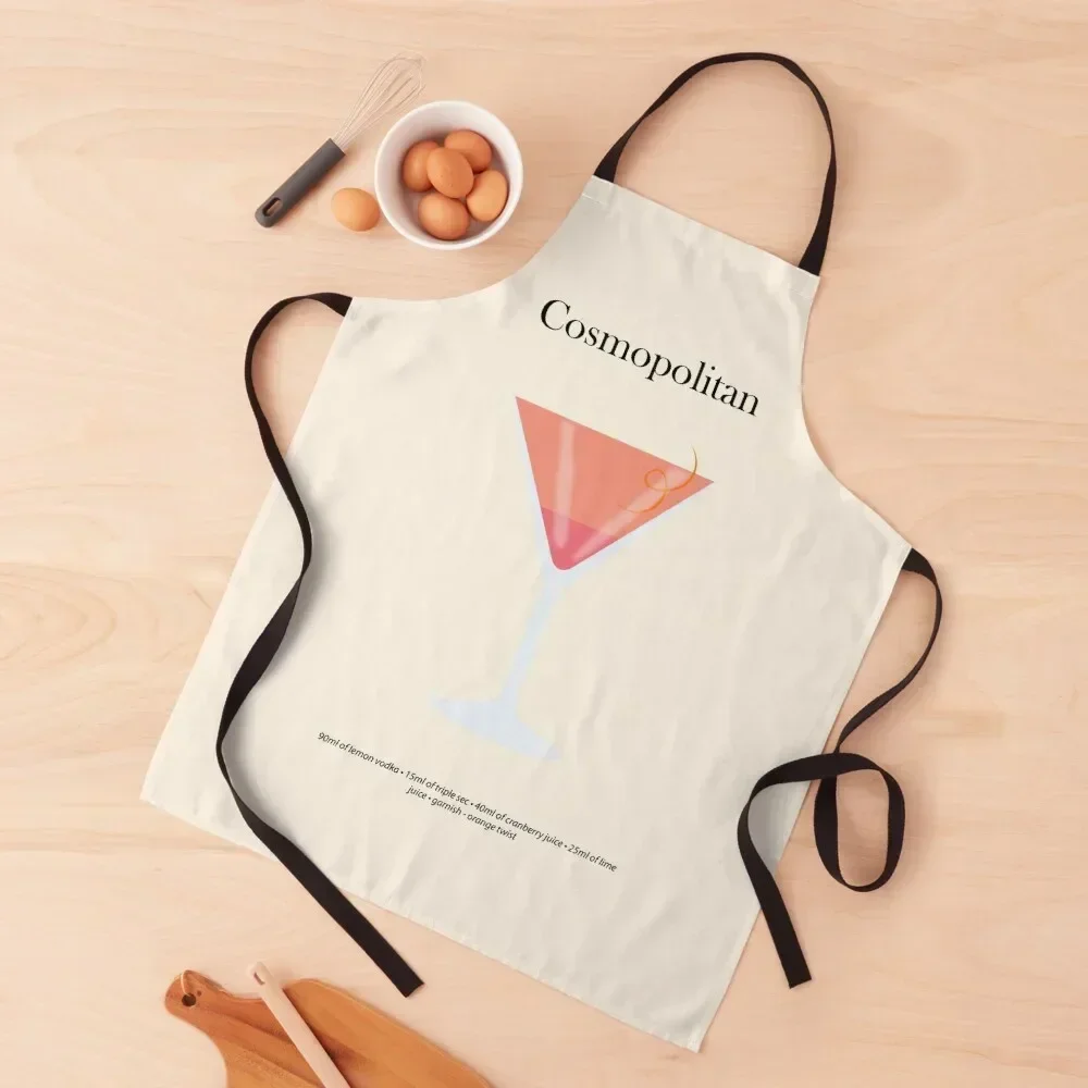 Delantal de receta de cóctel cosmopolita, regalo de Navidad, chefs, cocina impermeable para mujeres, cosas de casa para el hogar y el delantal de cocina