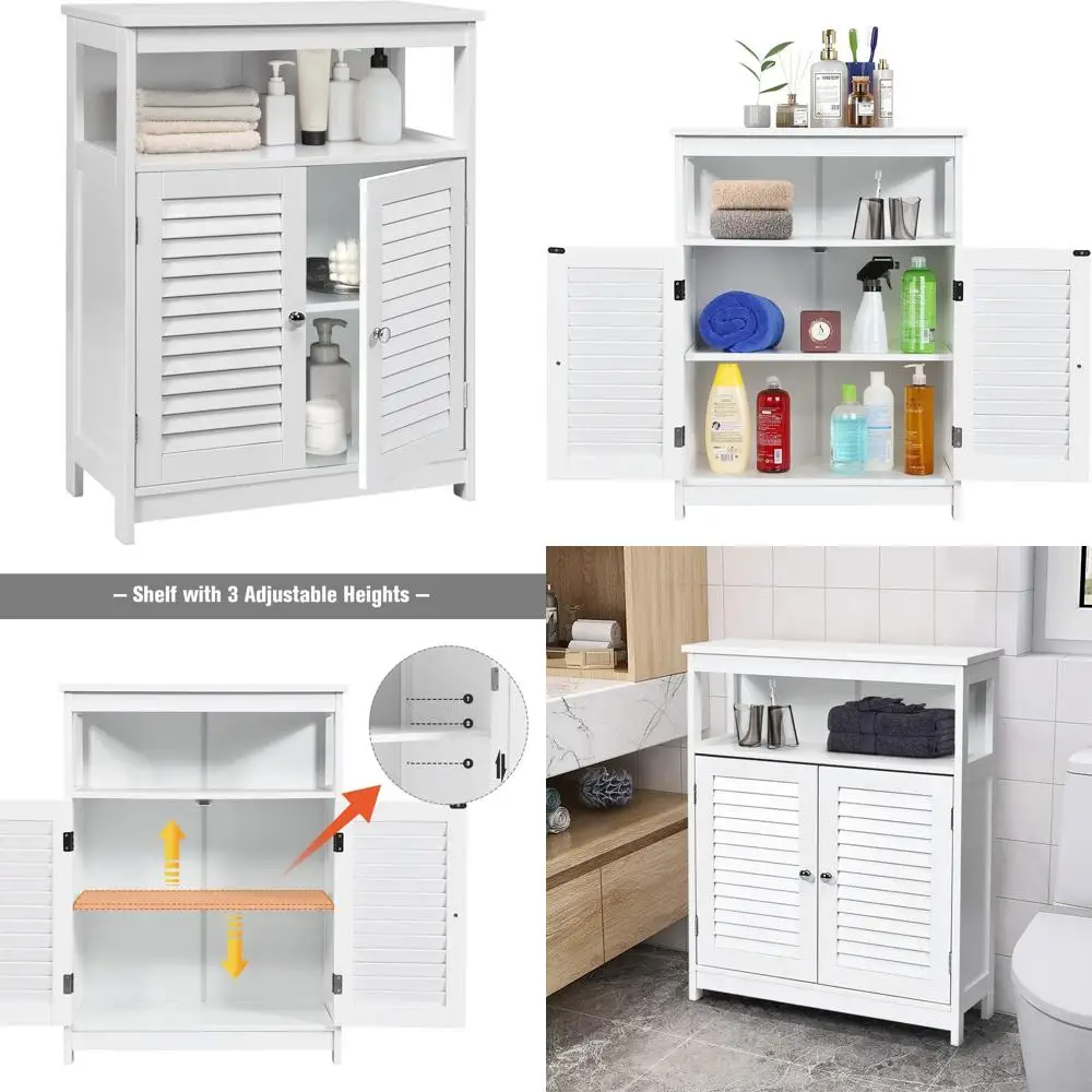 

Wooden 3-Tier Adjustable Shelf Cabinet, 23.5L x 12W x 31.5H, for Bathroom, Entryway, and Living Room Storage