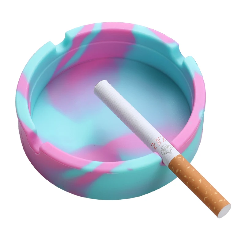 Multicolor Portable Round Soft Silicone Ashtray Mini Camo Cigarette Ash Tray Holder Eco-Friendly Smoking Accessories Gift Man