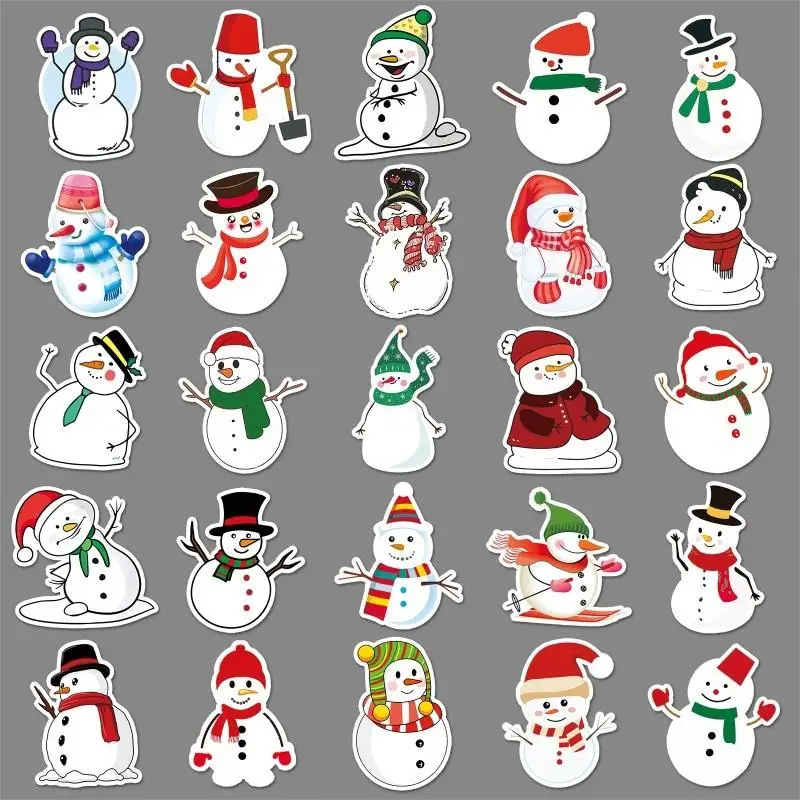 Christmas Stickers 50pcs New Year Merry Snowman Children Gift Decal Skateboard Suitcase Sticker for Kids stickers kawaii