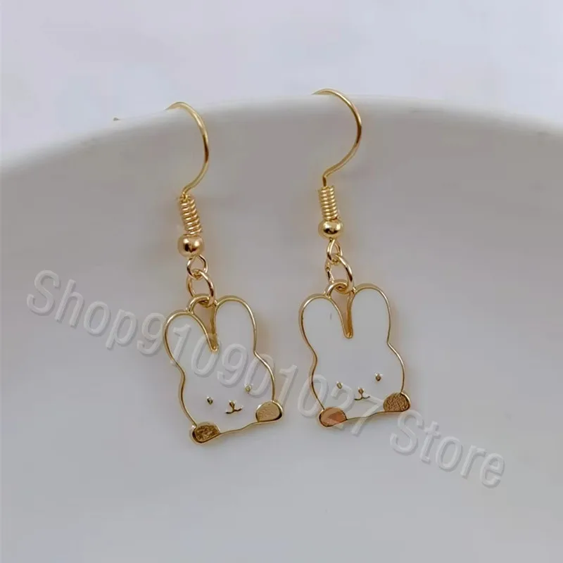 Cute Fashion Rabbit Moon Star Earrings Girl Cute Enamel Rabbit Earrings Wedding Pendant Jewelry Rabbit Year Earrings Gift image 6