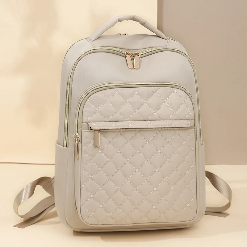 Korean Style Women Backpack Quilted Diamond Pattern Daypack Elegant Casual Rucksack Daily Commute Travel Bag For Girls