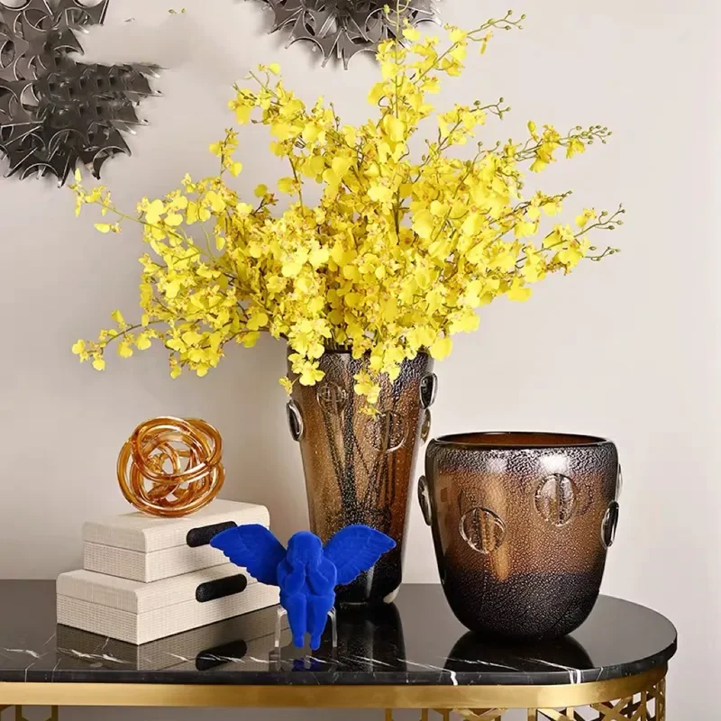 Modern American Style Large Glazed Ceramic Vase Luxury Flower Arrangement Hydroponic Decor for Living Room Hotel Entrance
