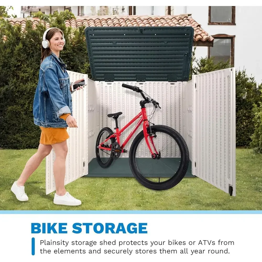 47 Cu ft Large Outdoor Storage Shed, Resin Patio Garden Storage Box with Lockable Deck Box for Tools and Pool Supplies - Waterpr