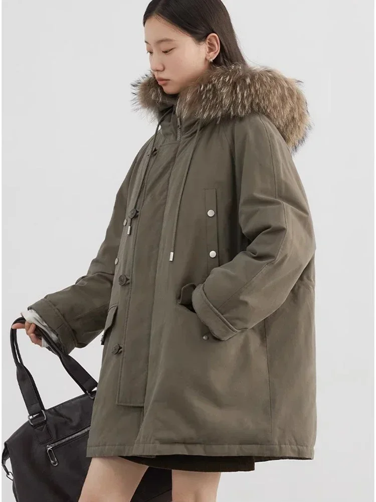 CHIC VEN Women Down Coats Loose Casual 90 White Duck Down Workwear Down Jacket Hooded Female Overcoat Autumn Winter 2024