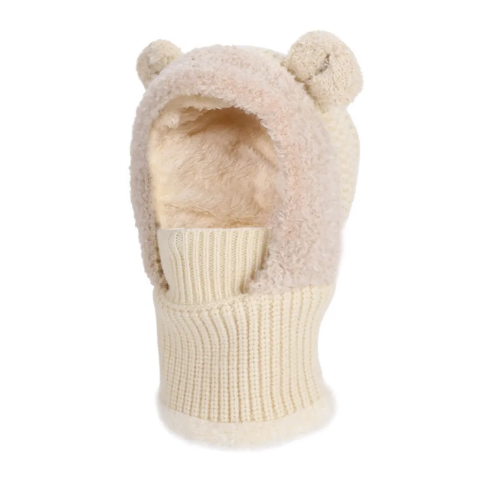 

Детская зимняя вязаная балаклава-шапка с защитой шеи и ушей, теплая пушистая маска-капюшон для девочек