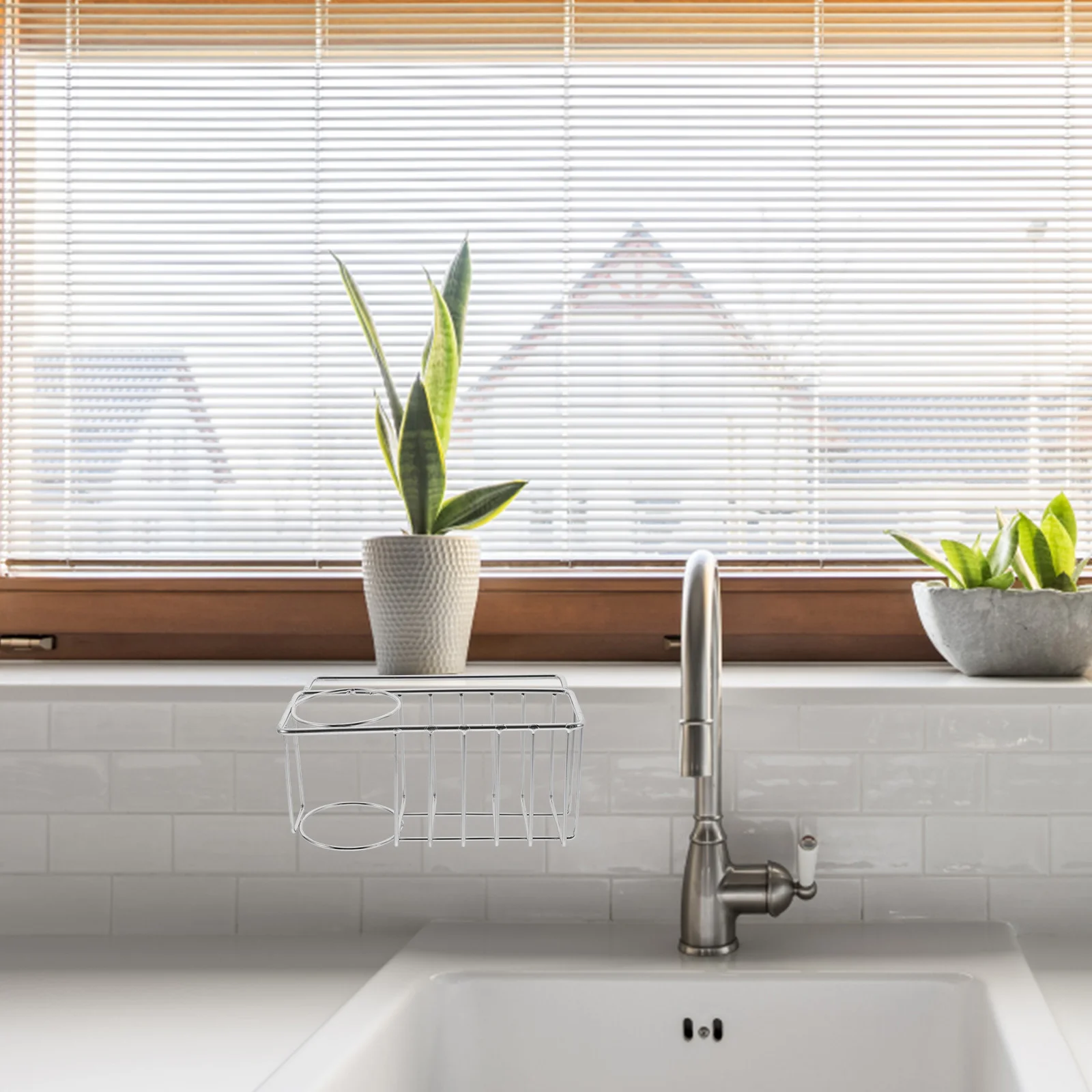 

Stainless Steel Sponge Holder for Kitchen Sink Wall Mounted No Nails Required Quick Dry Mesh Design Store Sponges Soap Brushes