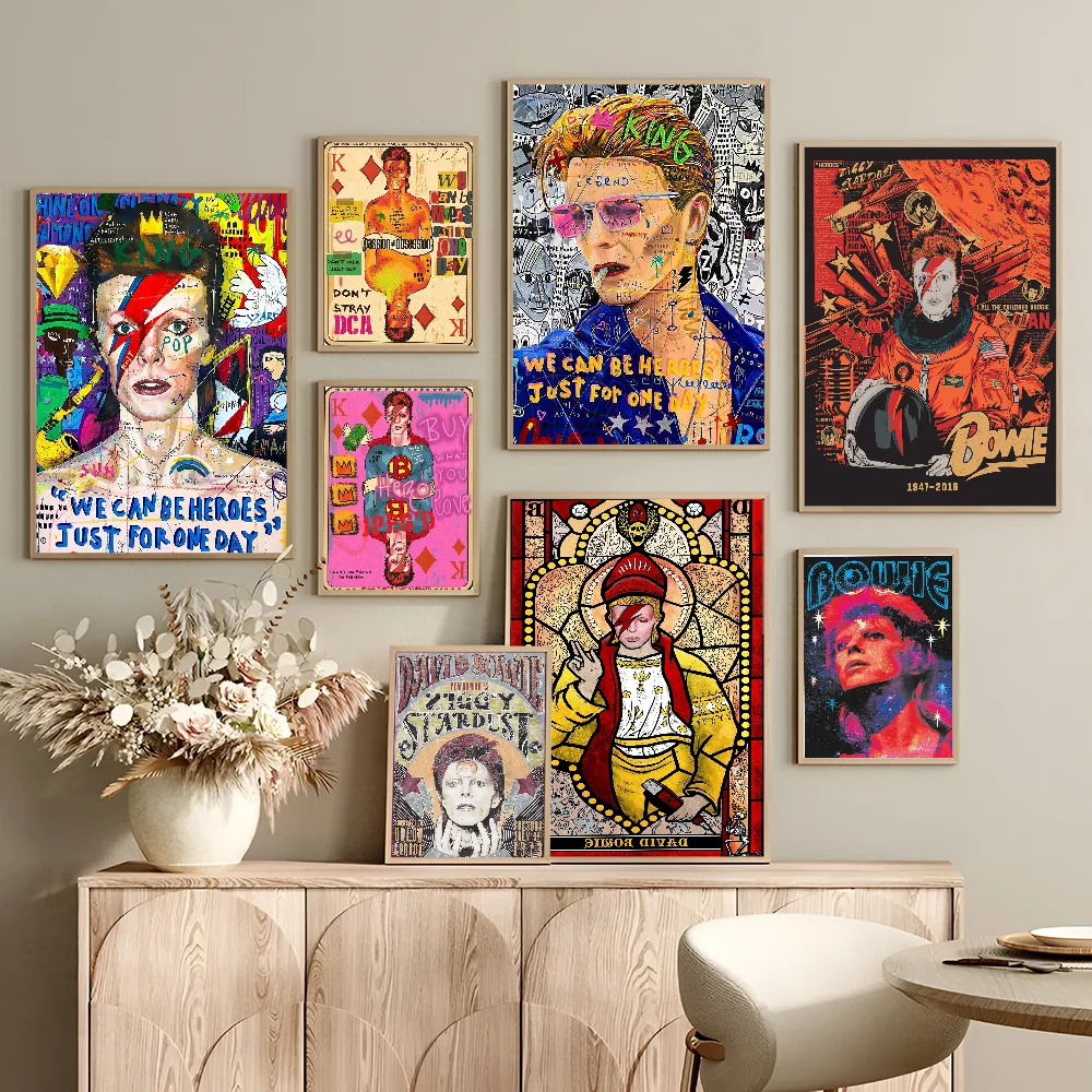 British Rock Singer D-David_B-Bowie Self-adhesive Art Poster Retro Kraft Paper Sticker DIY Room Bar Cafe Stickers Wall Painting