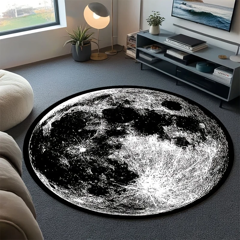 Cosmic Planet Door Mat, Detailed Lunar Surface Texture Pattern Rug  Modern Astronomy Space Home Interior Entrance Decoration