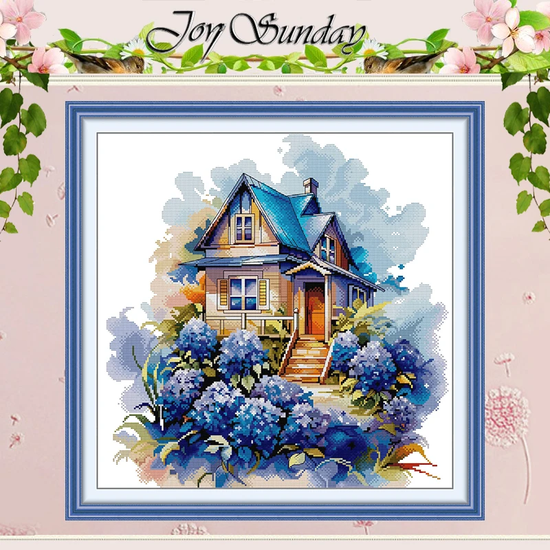 The Garden Cottag Patterns Counted Cross Stitch Set 11CT 14CT 16CT Stamped DMC Cross-stitch Kit Embroidery Needlework Home Decor