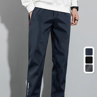 Men's Casual Straight Long Pants Stretch Elastic Waist Jogger Korean Classic Blue Black Gray Male Brand Trousers Plus Size