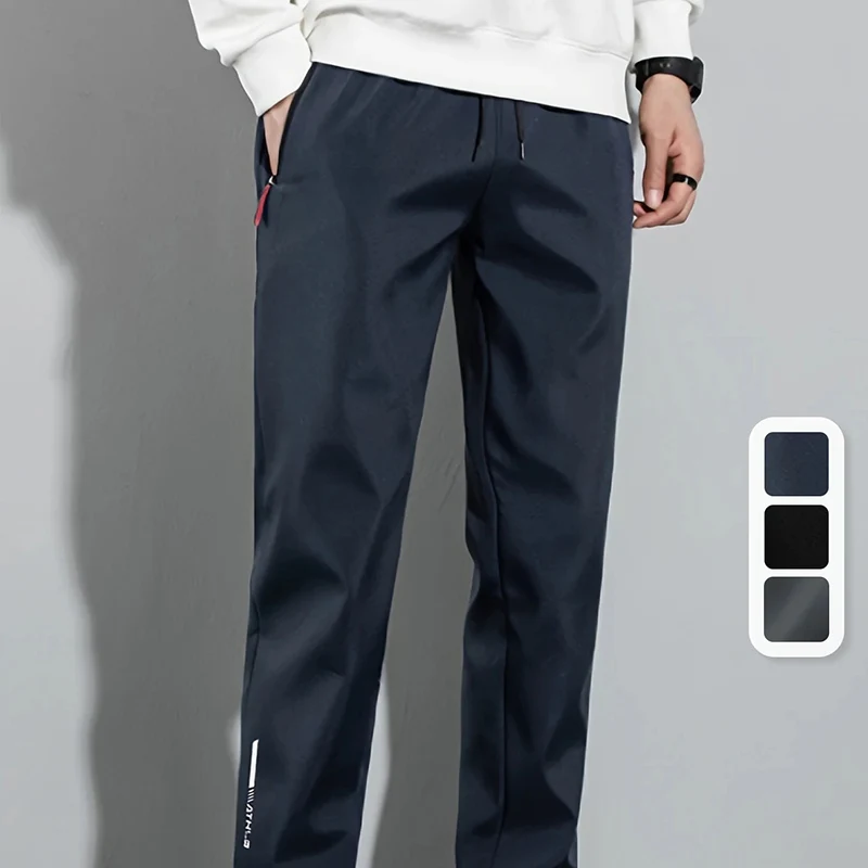Men's Casual Straight Long Pants Stretch Elastic Waist Jogger Korean Classic Blue Black Gray Male Brand Trousers Plus Size