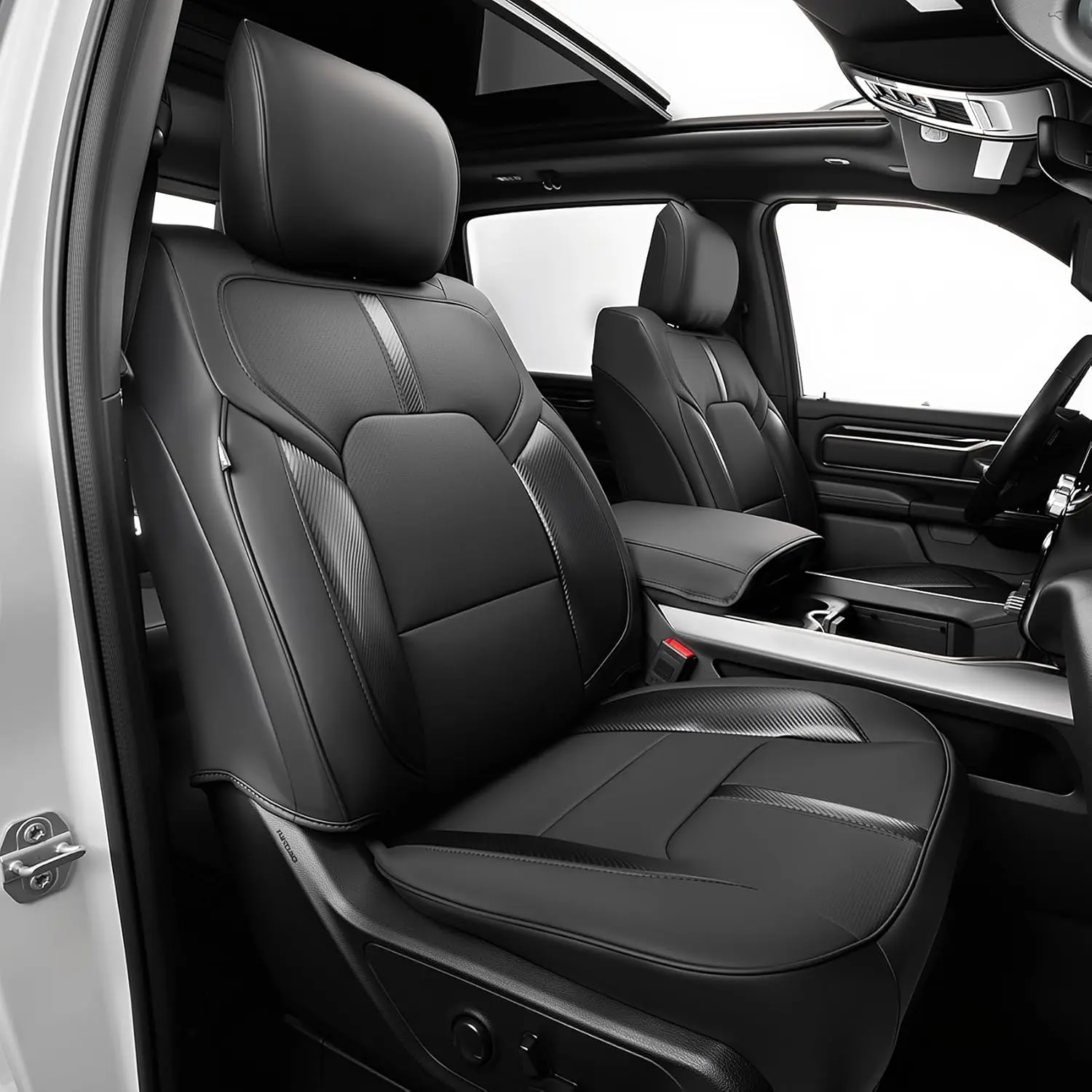 

Для автомобилей 2019-2026 годов: Комплект чехлов на сиденья из черной кожи на заказ для ковшеобразных сидений