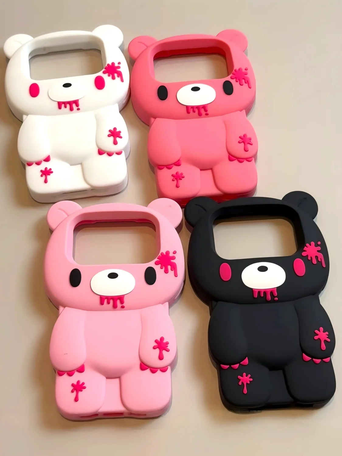 Coque de téléphone en silicone 3D mignonne en forme d'ours, antichoc, protection intégrale de l'appareil photo, housse de téléphone portable