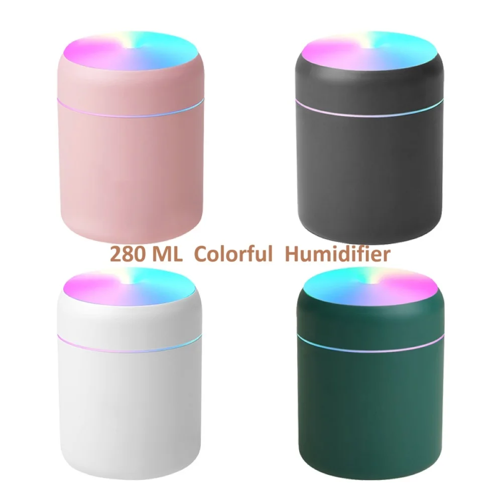 280ML Mini Colorful Air Humidifier USB Electric Car Aroma Diffuser Essential Oil Seven-color Cup Humidifier for Car Home Bedroom