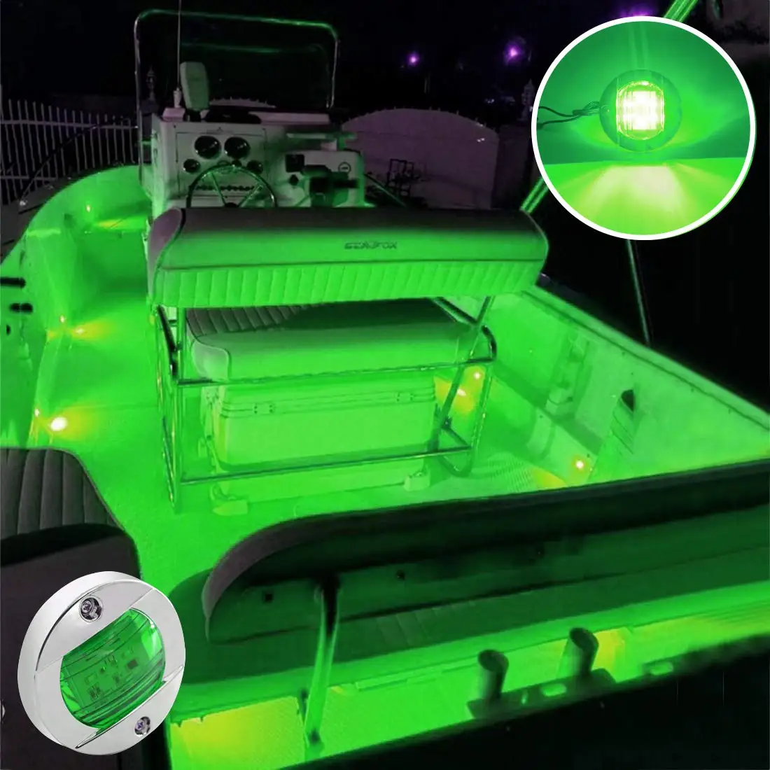 4 Pcs Green White Blue LED Night Fishing Lights Courtesy Lights Deck Lights  Marine Boat Led Lights