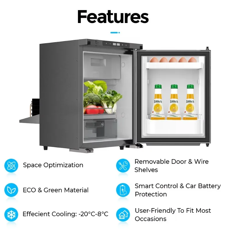 Picture 4: AC 12V 24V 100L  Motor Home Mini Compressor Portable Caravan Refrirator Freezer RV Car Fridges With Cooling Function