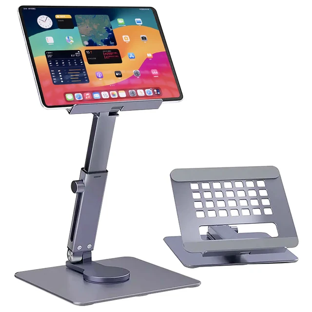 Aluminiowy stojak na tablet Podstawka na biurko 360° °   Obrót wielokątowy składany uchwyt z regulacją wysokości do stołu iPad Pro Air Xiaomi