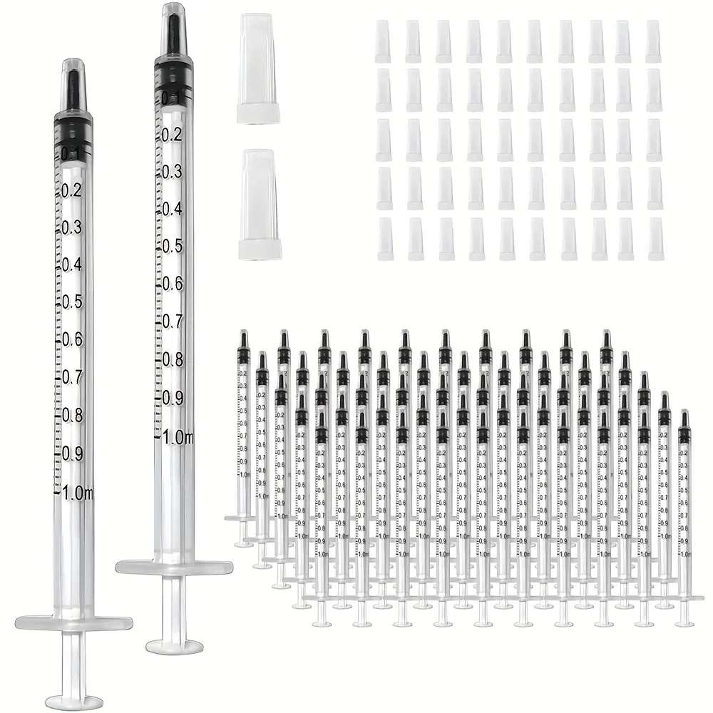 100/200 Stück 1ml 1cc Spritze, Kunststoffspritze mit Kappe, geeignet für die orale Einnahme von Haustieren, Nahrungsergänzungsmitteln, Öl oder als Klebstoffapplikator – Detail 8
