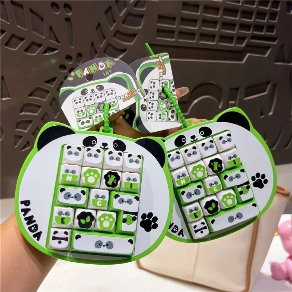 Cartoon 16 Keys Keyboard Keychain Panda Clicker Sound Fingertip Button Keyring Relaxed Pressable Keys Sensory Clicker