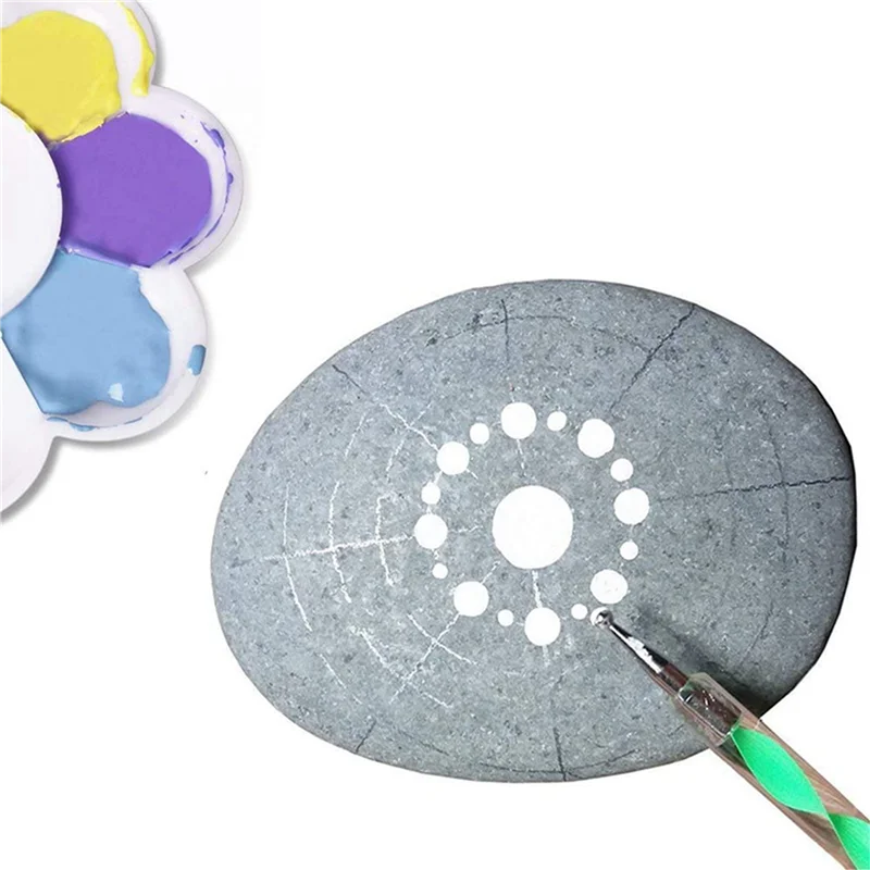 

Mandala Dotting Stencil Tools Rock Painting Kit Ball Stylus Dotting Tools Include Stencil, Paint Tray (51 Pack)