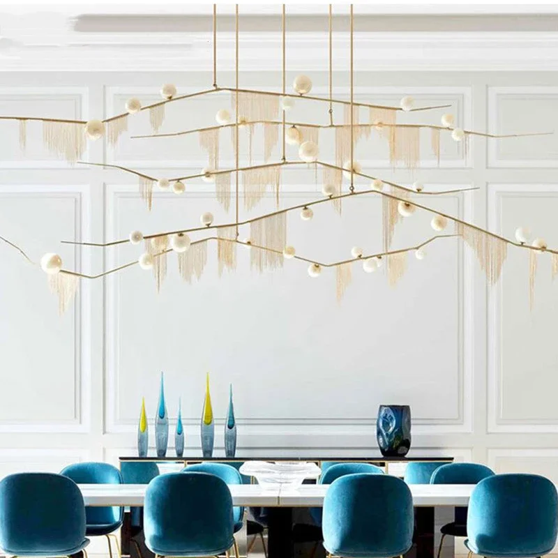 

Modern Long Dimmable Ceiling Chandelier for Living Room Staircase Hallway Pendant Lamp Hanging Light Fixture Decorate Luminaire