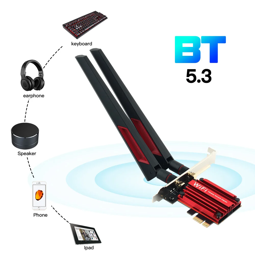 30000Mbps WiFi6E Intel AX210บลูทูธ5.3ไร้สายแบบ Dual Band 2.4G/5GHz 802 11AX/AC PCI Express adaptador de resem fio PC