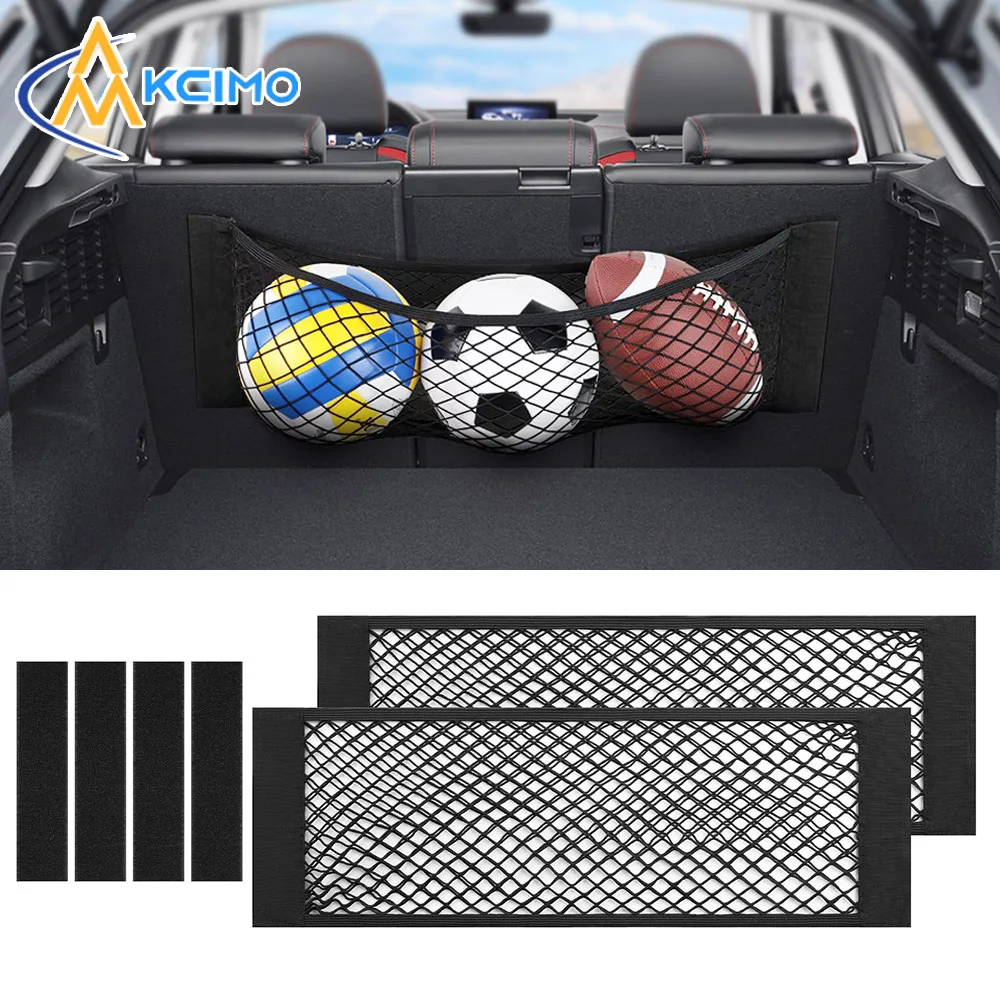 Kcimo Car Back Rear Mesh Trunk Seat Elastic String Net Auto Organizer Seat Back Bag Universal Storage Bag Pocket