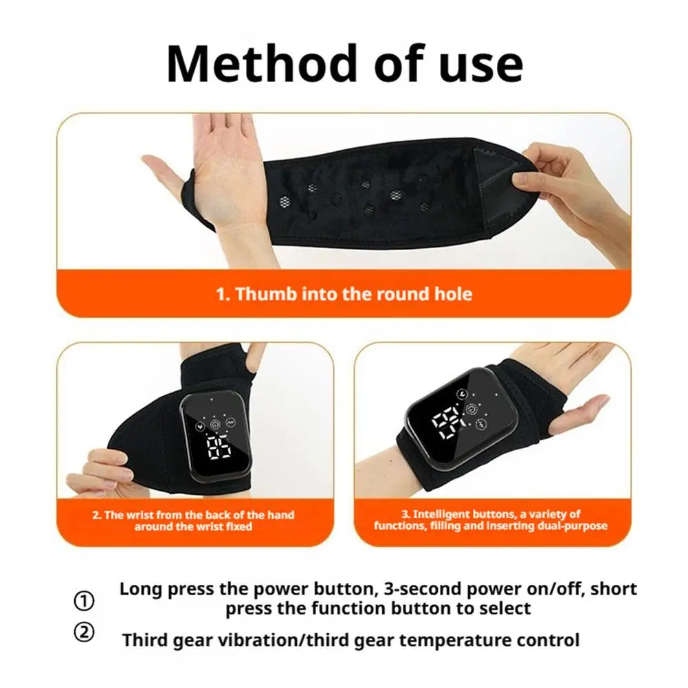 واقي المعصم الكهربائي مدلك معصم اليد قابل للتعديل مدلك المعصم الذكي مع تسخين الأيدي مدلك تخفيف التعب الحراري