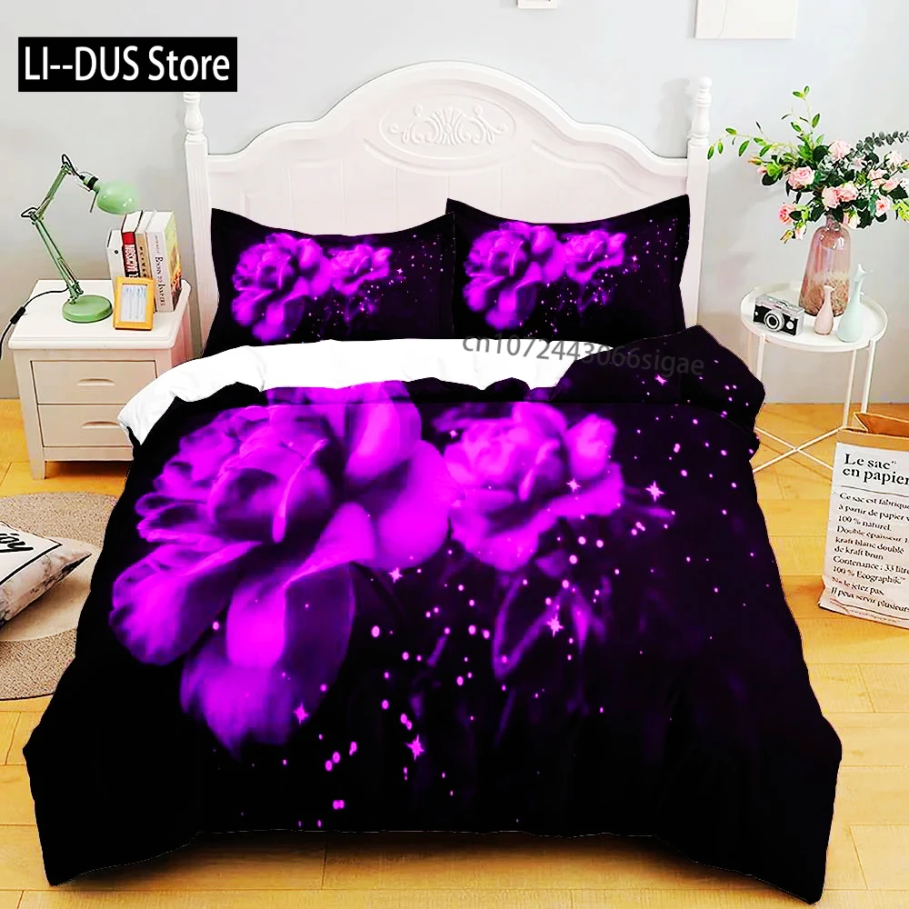 

3D Flowers Beautiful Duvet Cover Set UK Single Double Queen US Twin Full King Size Among Bed Linen Set Duvet Cover Bed Set