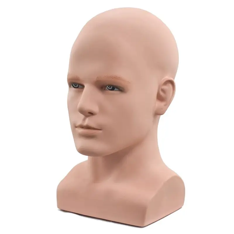 AA83 Male Mannequin Head Professional Manikin Head for Display Wigs Hats Headphone Display Stand (Skin Color)
