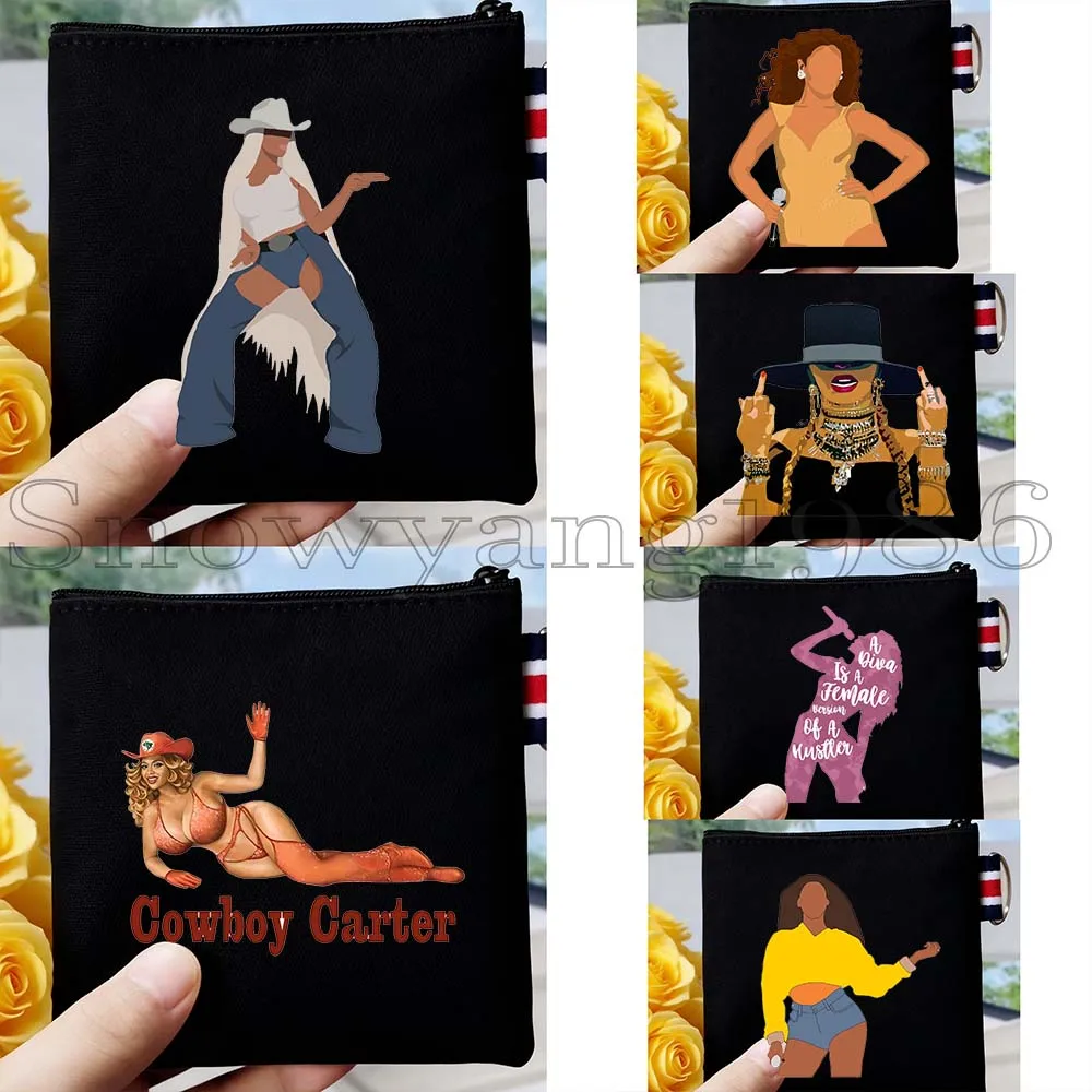 

6PCS Gift Love Beyonce Singer Poster Fan Men Women Girls Canvas Coin Purse Small Square Key Storage Card Bag Wallet Zipper Pouch