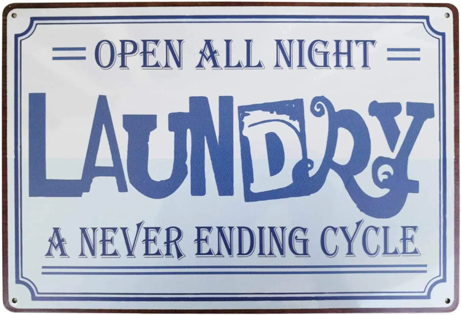Open All Night Laundry a Never Ending Cycle Vintage Retro Metal Sign Home Bathroom Laundry Room Decor Wash Room Signs Count sign