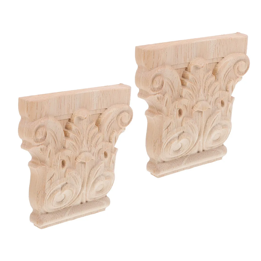 2Pcs Solid Wood Roman Column Corbels European Design Handcarved Floral Patterns Wall Shelf Bracket for Upscale Interior