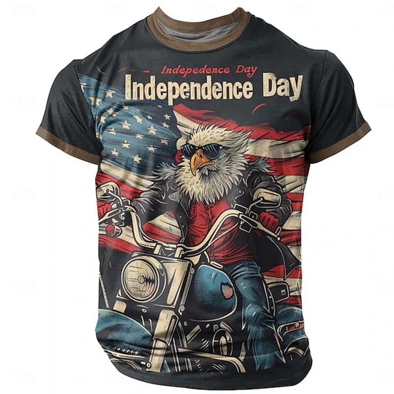 

3D Printed Cool Eagle T-Shirt For Men Fashion America Pattern Tees Summer Harajuku Loose Round Neck Tops Short Sleeves T Shirts