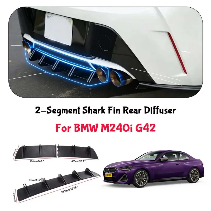 For BMW M240i G42 Shark Fin Rear Diffuser Split Chassis Spoiler Auto Aerodynamic Parts Aerodynamic Modification