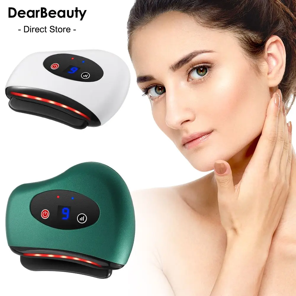 Electric GuaSha Massager Hot Stone Heating Scraping Board Neck Face Lifting Machine Infrared 42℃ Heat Slimming Massage Tools