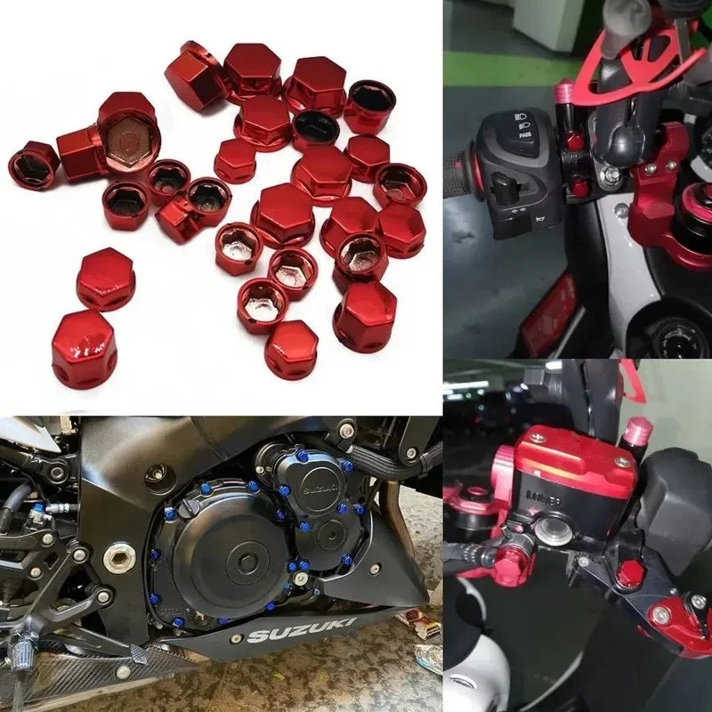 30Pc Motorcycle Mod Accessories Head Screw Cover Decorative Nut Bolt Cap Scooter Accessory Set