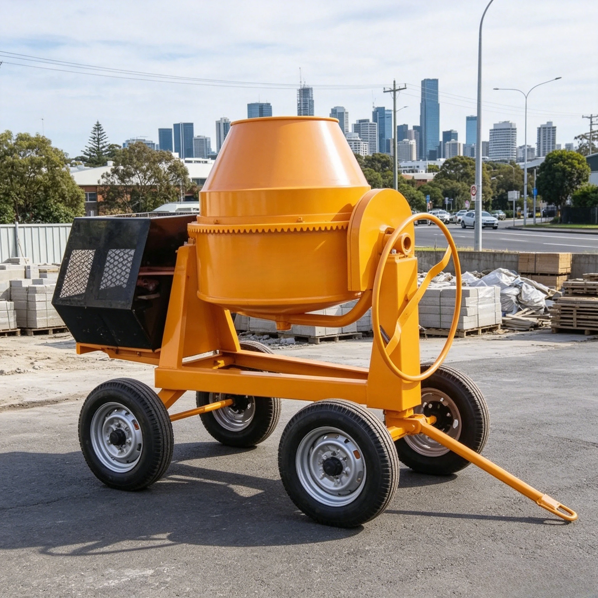260L 350L 400L 500L Big Powerful Customized Optional Engine Concrete Mud Mixer Machine for Construction Use