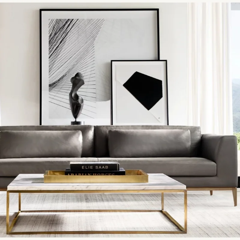 ！@American Classic Marble Metal Living Room Furniture Coffee Table Bedroom Villa Hotel Can Be Customized