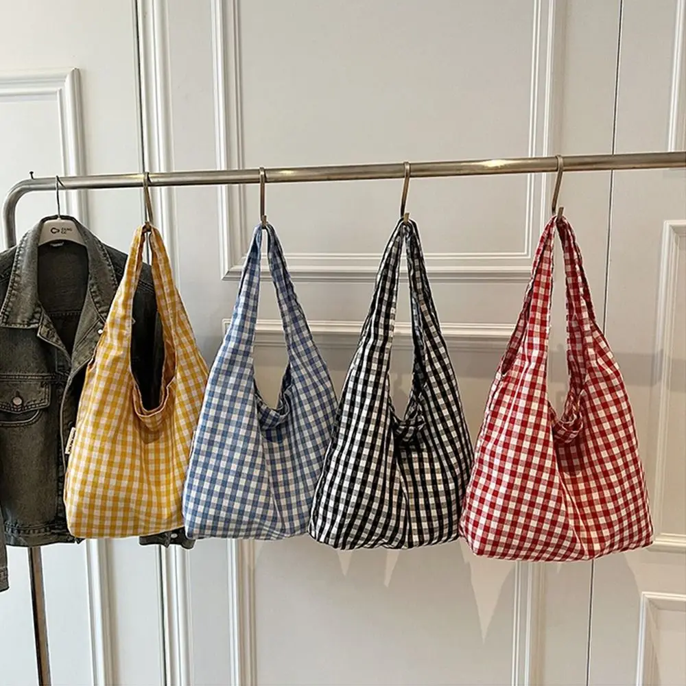 

Sweet Vintage Plaid Underarm Bags Lightweight Students Single Shoulder Bag Commute Large Capacity Women's Handbag Female